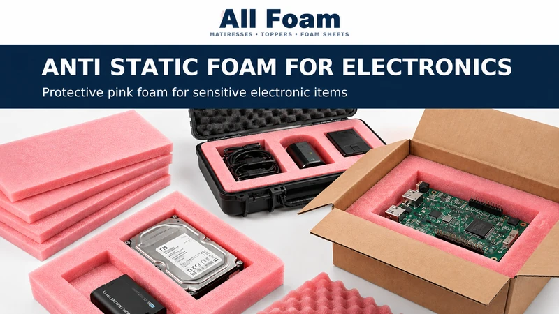 Pink anti static foam protecting electronic components in boxes and cases