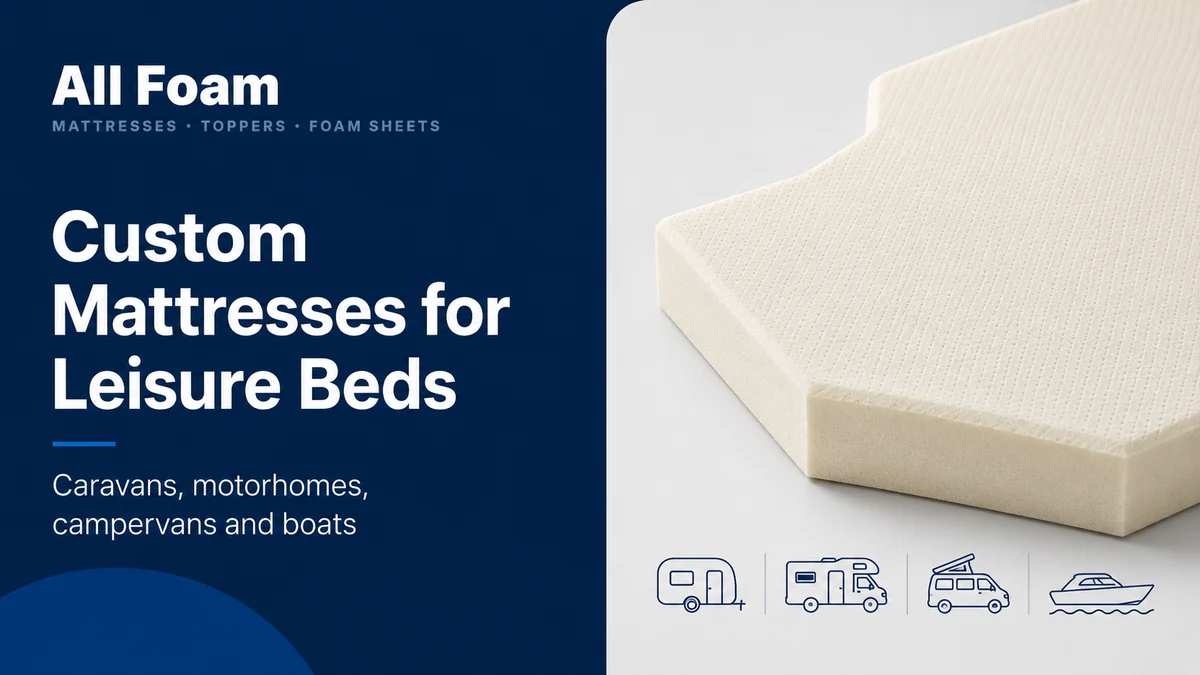 Custom foam mattress with simple caravan, motorhome and boat measuring symbols