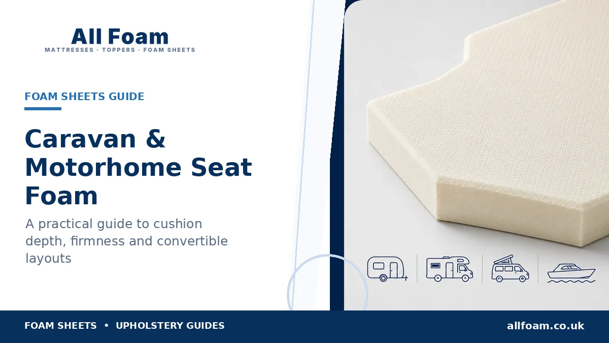 Caravan seating cushions with upholstery foam selection guidance