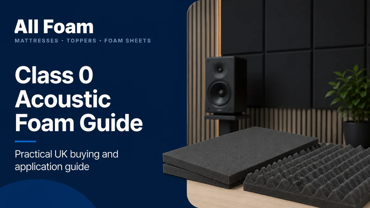 All Foam Class 0 acoustic foam guide showing flat and convoluted acoustic foam