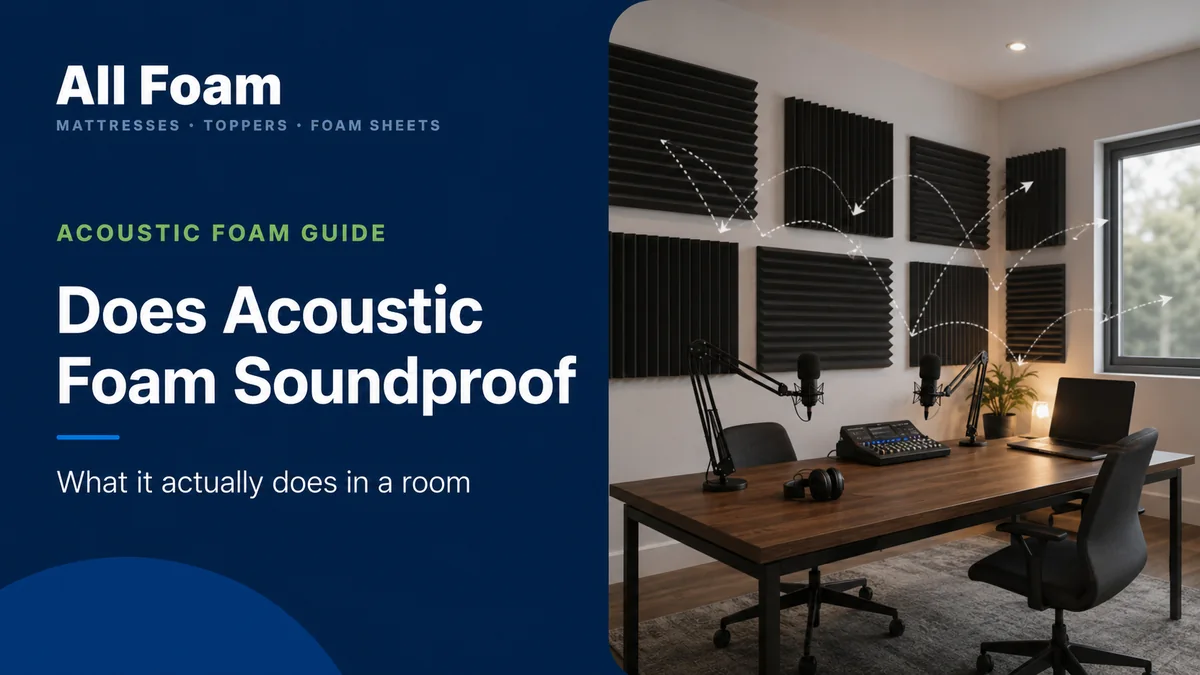 All Foam acoustic foam guide cover showing flat acoustic treatment in a recording room