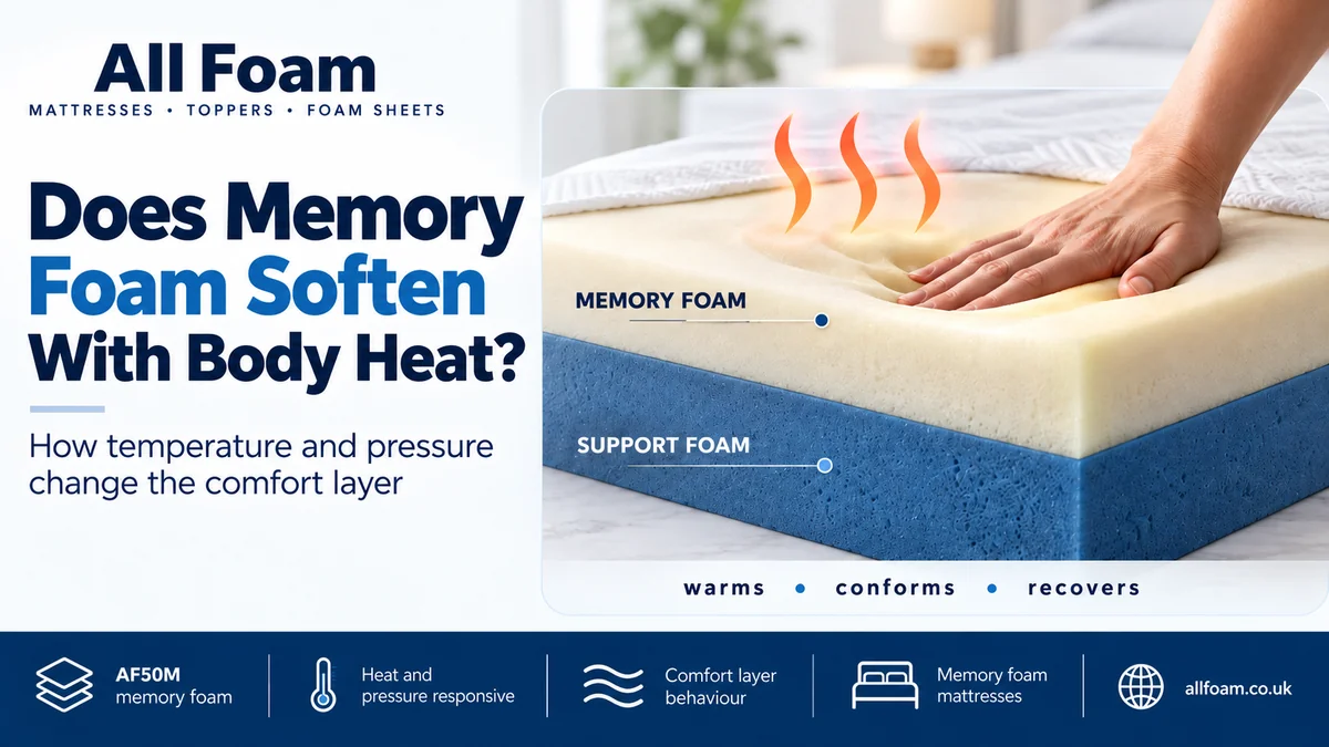 Hand pressing a temperature-responsive memory foam comfort layer over a supportive foam base