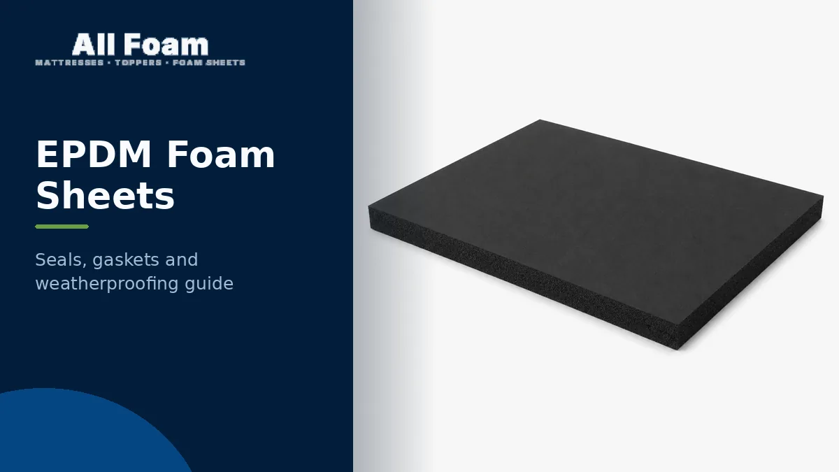 All Foam EPDM foam sheets guide cover showing a black closed-cell rubber foam sheet