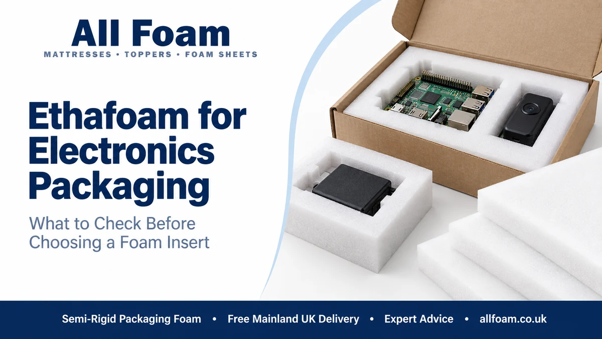Ethafoam electronics packaging guide with semi-rigid foam around protected electronic equipment