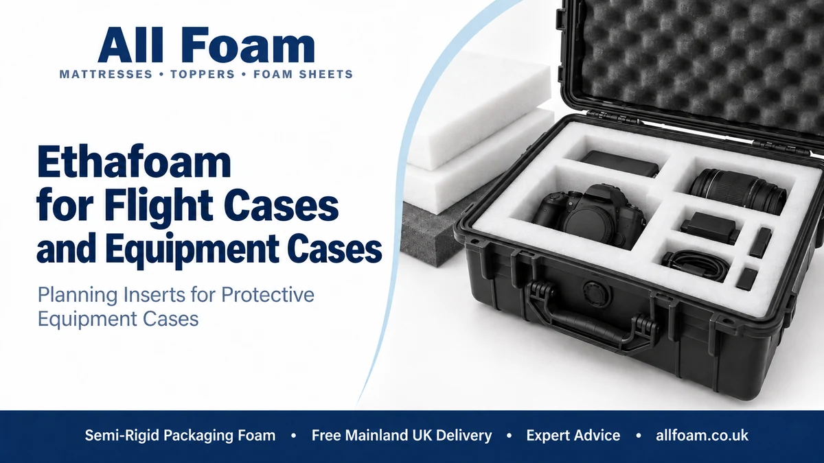 Ethafoam flight case insert planning with semi-rigid packaging foam and equipment case