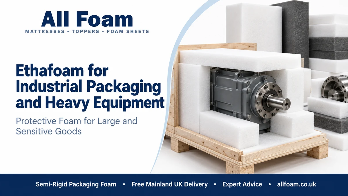 Ethafoam industrial packaging foam supporting equipment inside a protective crate