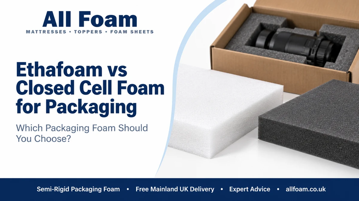 Ethafoam STPE200 compared with rigid closed cell foam sheets for protective packaging