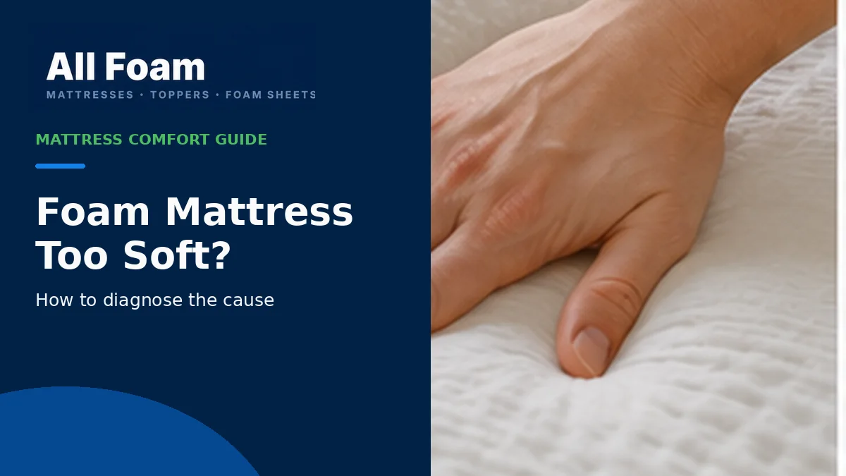 All Foam guide showing a foam mattress being checked for excessive softness and uneven support