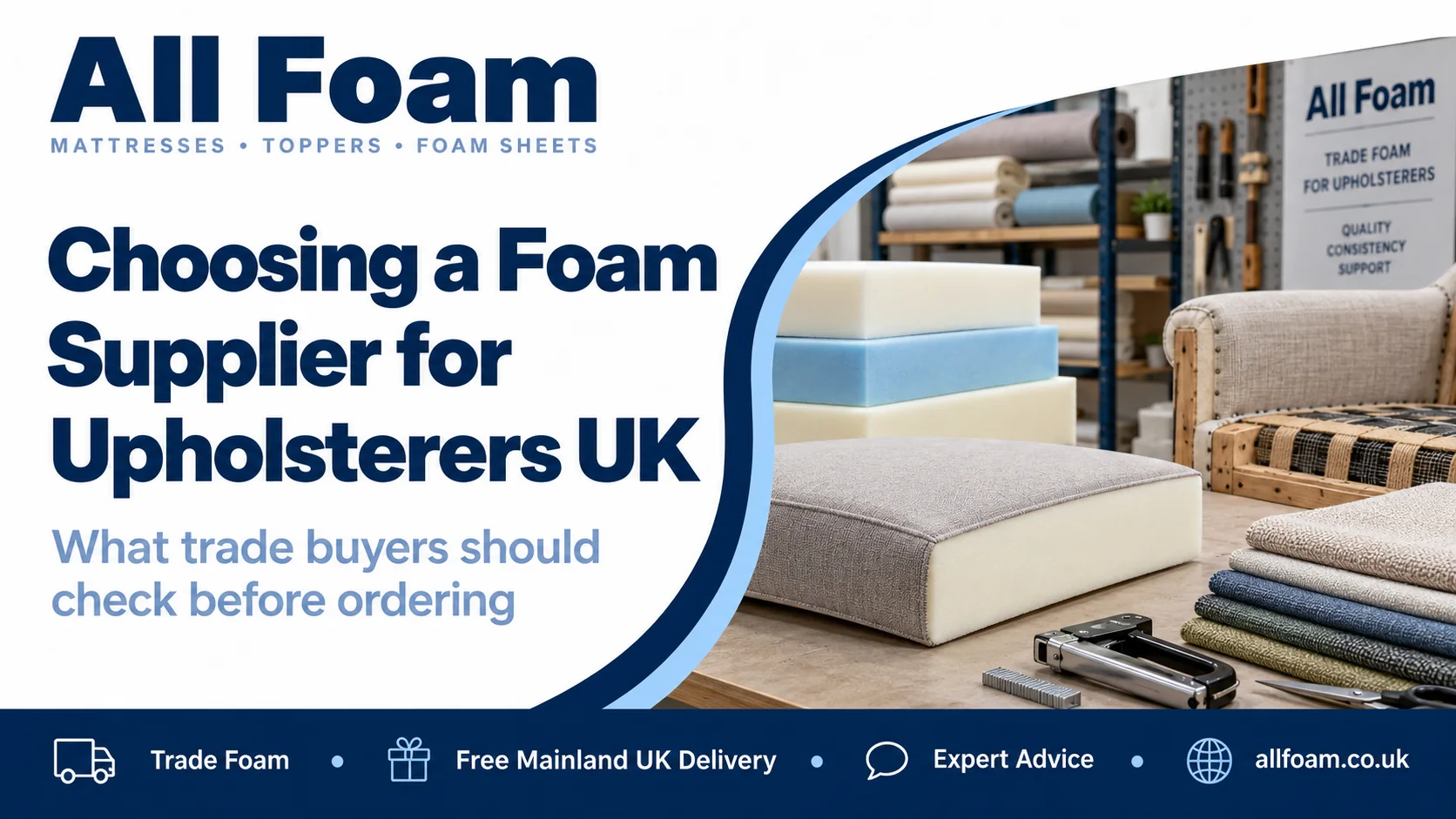 All Foam guide for professional upholsterers comparing foam supply for workshop and seating projects