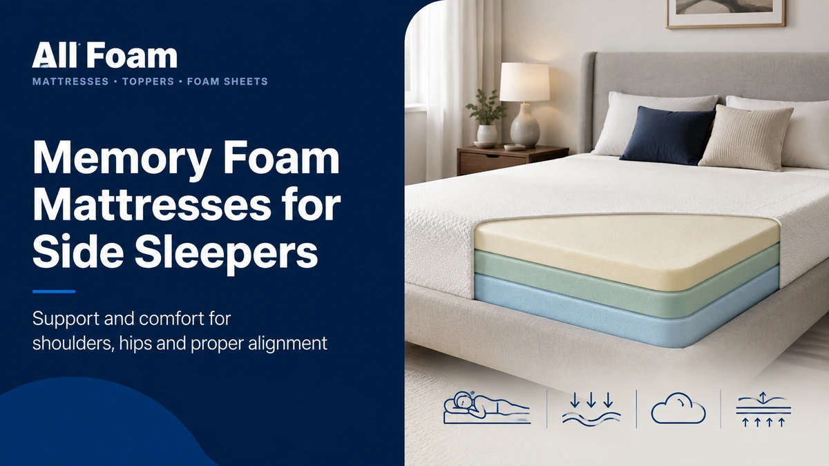 All Foam layered memory foam mattress shown in a modern bedroom