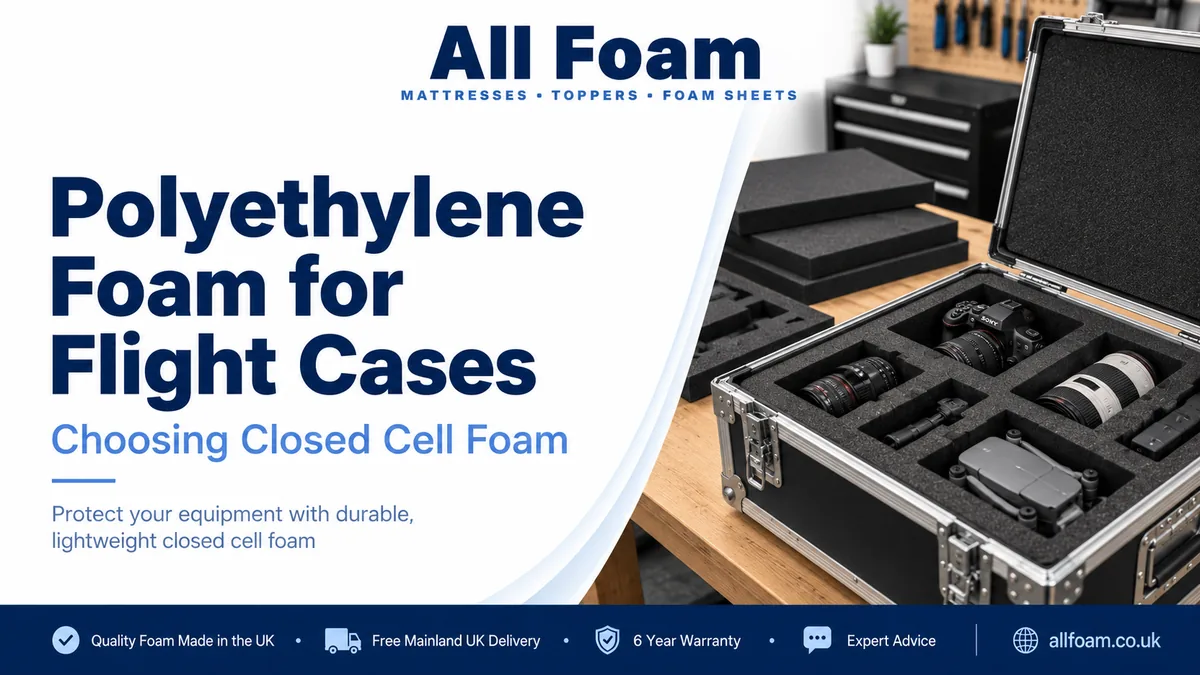 Closed cell polyethylene foam insert being planned for a protective flight case