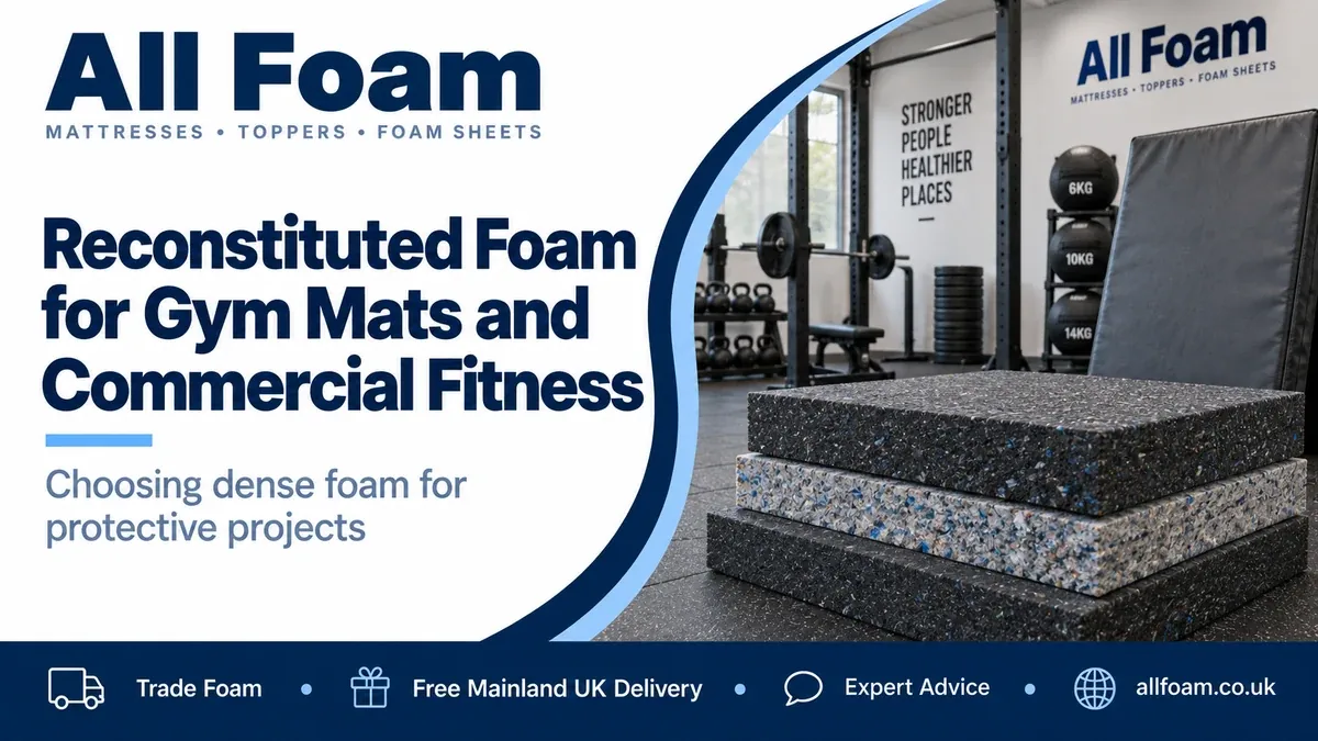 Reconstituted foam for gym mats and commercial fitness projects