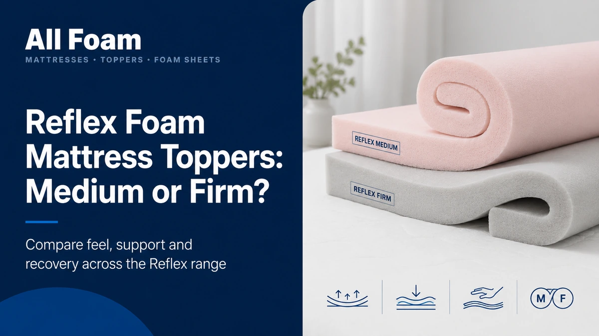 Pink Reflex Superior Medium and grey Reflex Superior Firm foam mattress toppers