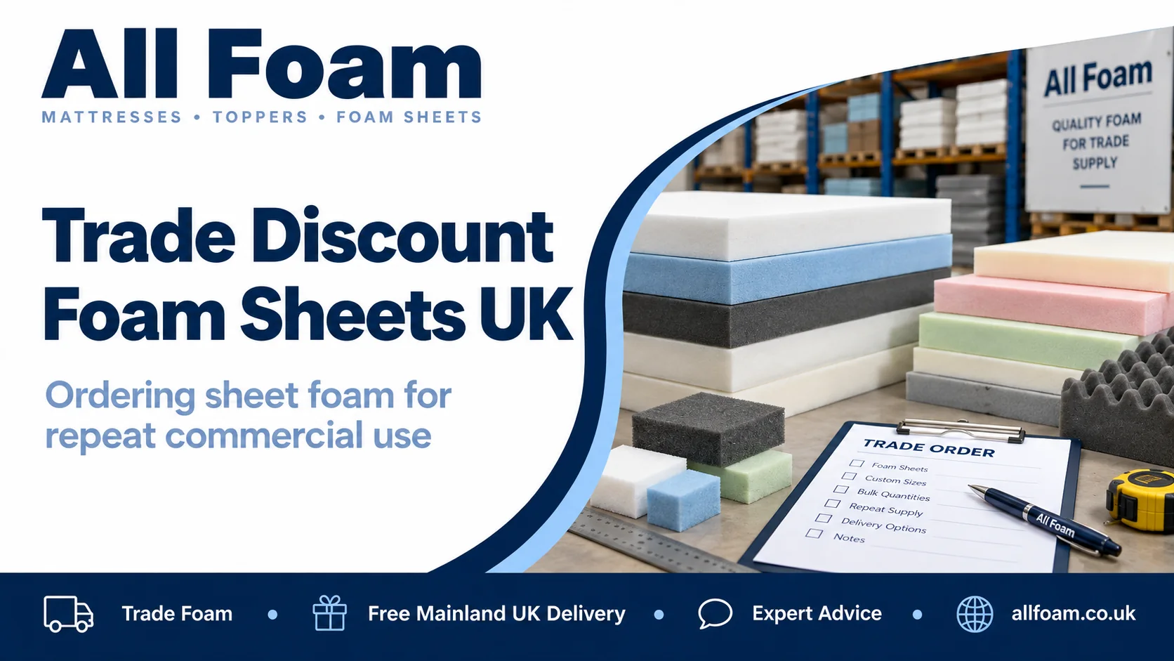 All Foam guide explaining trade pricing and commercial foam sheet quotations