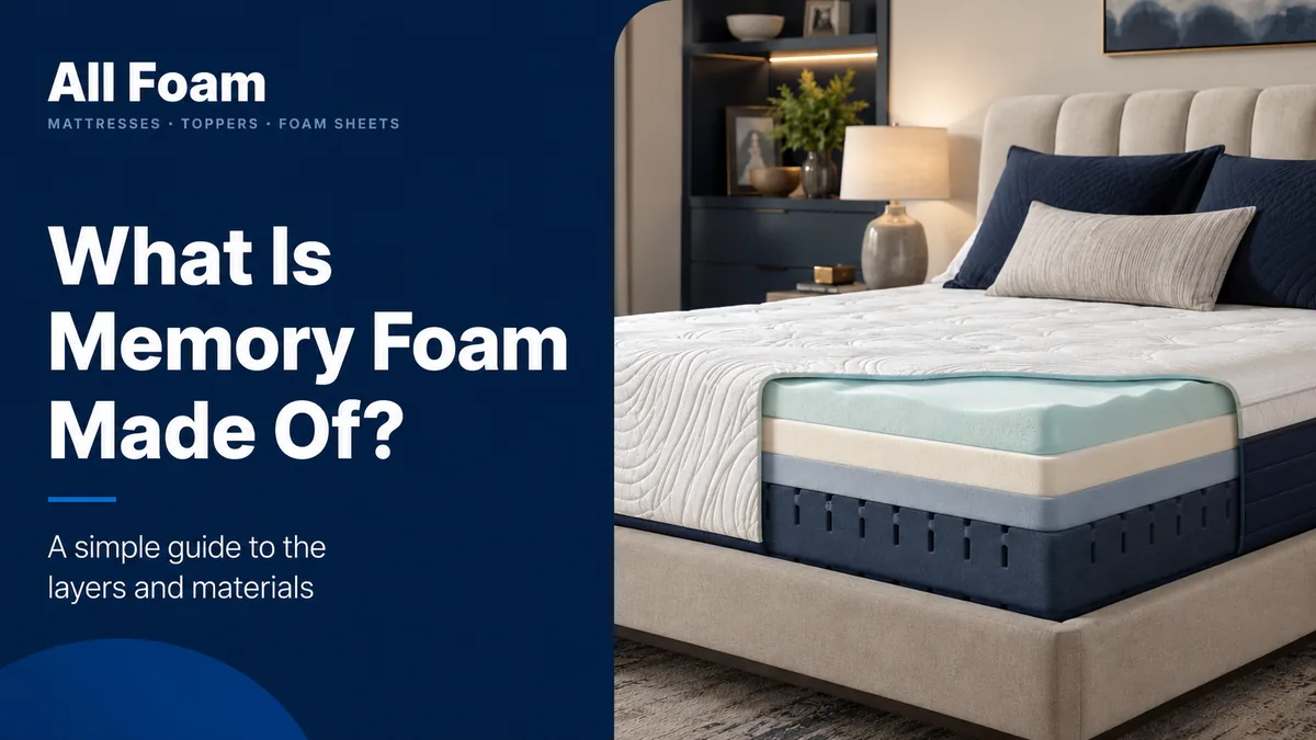 All Foam blog cover showing the layered construction of a memory foam mattress